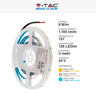 VT-2835-126 Striscia LED Flessibile 40W SMD 24V 5m V-Tac