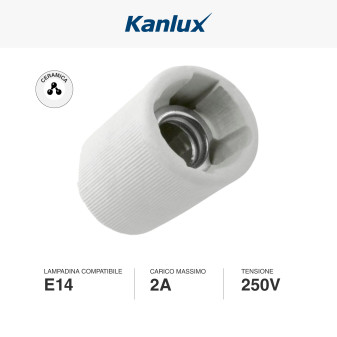 HLDR-E14 Portalampada Ceramica Lampadine E14 Grigio Kanlux