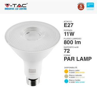 VT-230 LED E27 PAR Lamp 11W PAR30 Chip Samsung SMD V-Tac Pro