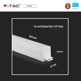 VT-065 Tubo LED T5 Plafoniera Linkabile 7W SMD V-Tac Pro