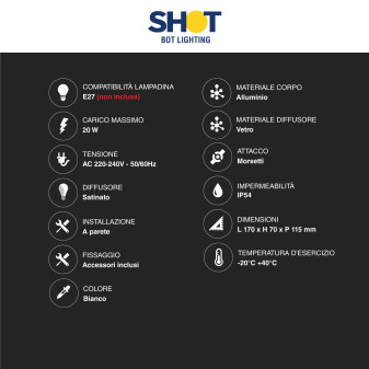 Lampada LED Applique IP54 Bot Lighting Shot Attacco E27