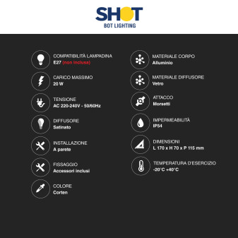 Lampada LED Applique con Attacco E27 IP54 Bot Lighting Shot