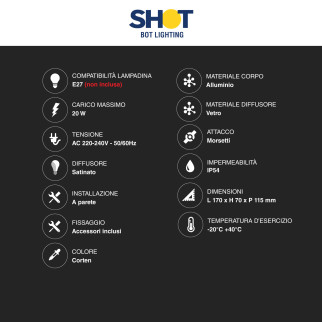 Lampada LED Applique con Attacco E27 IP54 Bot Lighting Shot