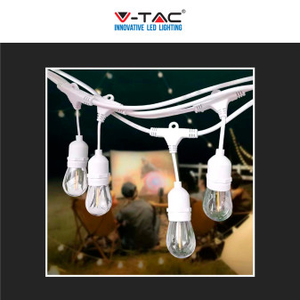 VT-713 Catena per 15 Lampadine LED E27 IP65 Bianca V-Tac