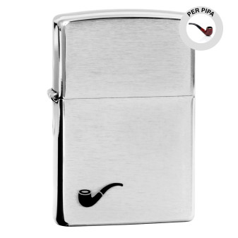 Accendino Zippo mod. 200PL Pipe Brushed Chrome Ricaricabile Antivento
