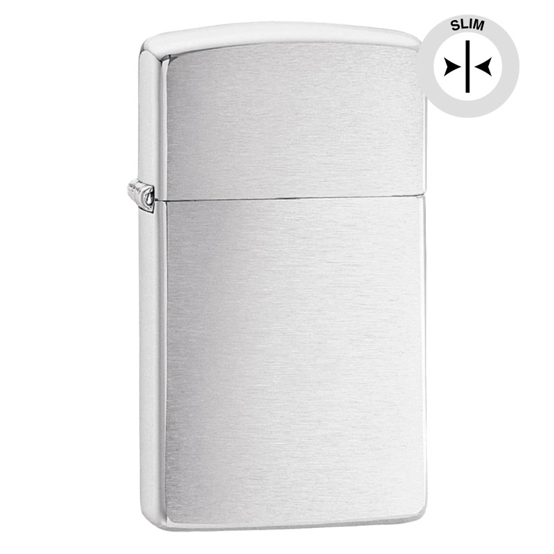 Accendino Zippo Slim mod. 1600 Brushed Chrome Antivento