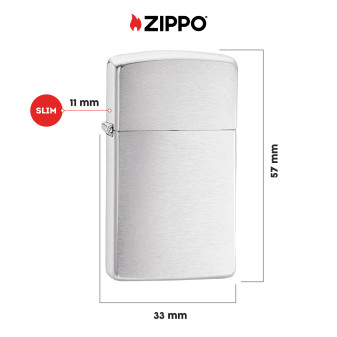Accendino Zippo Slim mod. 1600 Brushed Chrome Antivento