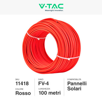 Cavo FV-4 Rosso per Pannelli Solari Fotovoltaici V-Tac