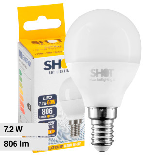 Lampadina LED E14 7.2W MiniGlobo P45 Bot Lighting Shot