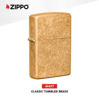 Accendino Zippo 49477 Tumbled Brass Ricaricabile Antivento