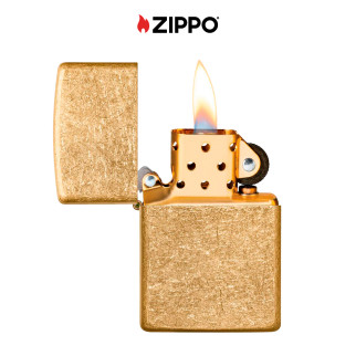 Accendino Zippo 49477 Tumbled Brass Ricaricabile Antivento