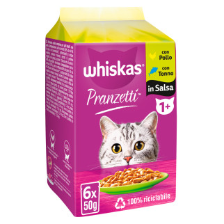 Whiskas Cibo per Gatti Pranzetti in Salsa Mari e Monti - 6 Bustine
