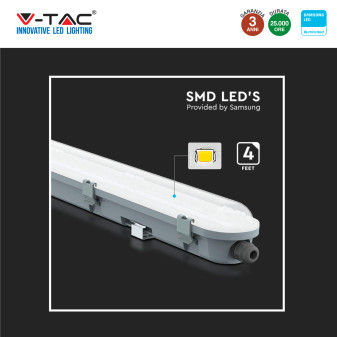 VT-60018 Tubo LED Plafoniera 18W Samsung SMD IP65 V-Tac
