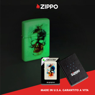 Accendino Zippo 48563 Skull Print Design Antivento