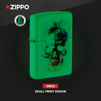 Accendino Zippo 48563 Skull Print Design Antivento