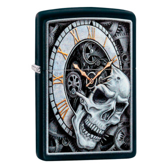 Accendino Zippo 29854 Skull Clock Design Ricaricabile