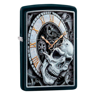 Accendino Zippo 29854 Skull Clock Design Ricaricabile