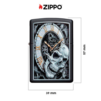 Accendino Zippo 29854 Skull Clock Design Ricaricabile