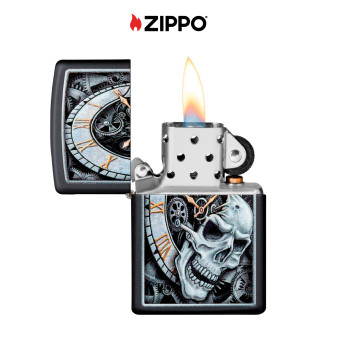 Accendino Zippo 29854 Skull Clock Design Ricaricabile