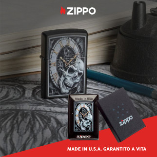 Accendino Zippo 29854 Skull Clock Design Ricaricabile