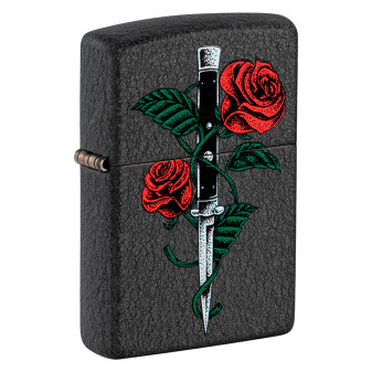 Accendino Zippo 49778 Rose Dagger Tattoo Design Antivento