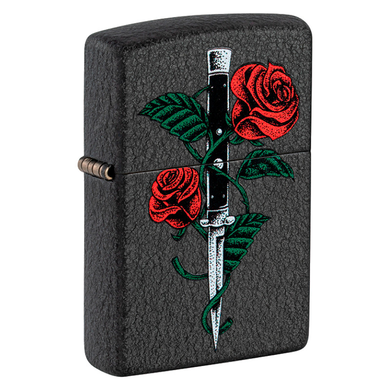Accendino Zippo 49778 Rose Dagger Tattoo Design Antivento