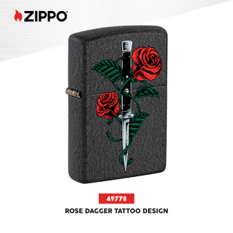 Accendino Zippo 49778 Rose Dagger Tattoo Design Antivento