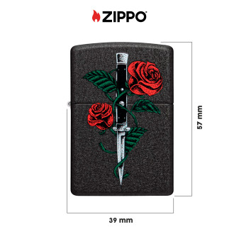 Accendino Zippo 49778 Rose Dagger Tattoo Design Antivento