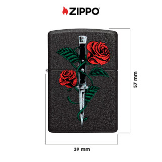 Accendino Zippo 49778 Rose Dagger Tattoo Design Antivento