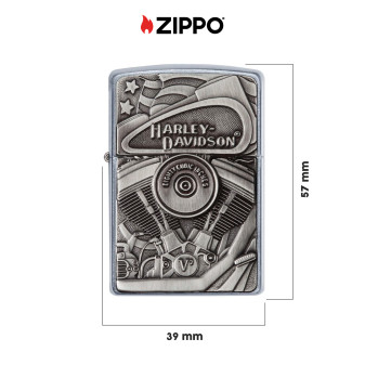 Accendino Zippo mod. 29266 Harley-Davidson Motor Flag Emblem