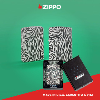 Accendino Zippo Premium 48223 Zebra Skin Design Ricaricabile Antivento