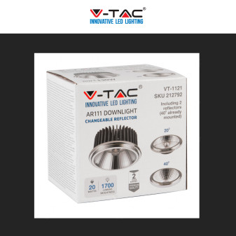 VT-1121 Faretto LED 20W AR111 da Incasso Downlight COB V-Tac