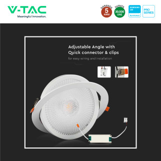 VT-2-30 Faretto LED 30W da Incasso Chip Samsung V-Tac Pro