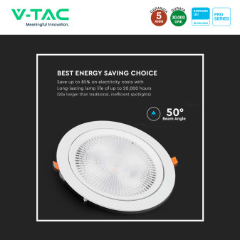 VT-2-30 Faretto LED 30W da Incasso Chip Samsung V-Tac Pro