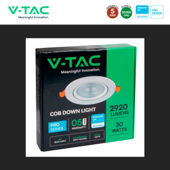 VT-2-30 Faretto LED 30W da Incasso Chip Samsung V-Tac Pro