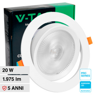 VT-2-20 Faretto LED 20W da Incasso Chip Samsung V-Tac Pro