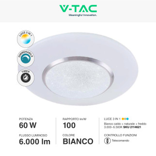 VT-8504 Plafoniera LED Tonda 60W SMD CCT 3in1 V-Tac Gallery