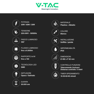 VT-8504 Plafoniera LED Tonda 60W SMD CCT 3in1 V-Tac Gallery