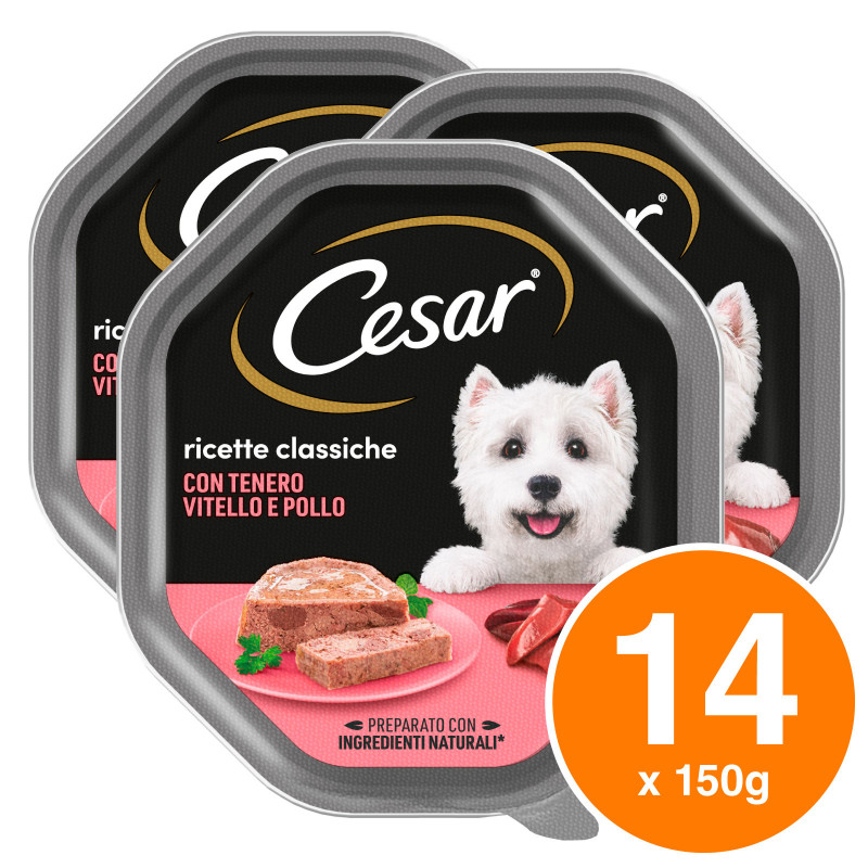 Cibo per Cani con Vitello e Pollo Cesar Ricette Classiche 14