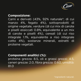 Cibo per Cani con Manzo Verdure Riso Cesar Scelta dello Chef