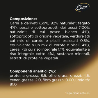 Cibo per Cani con Pesce Verdure Riso Cesar Scelta dello Chef