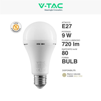 VT-509 Lampadina LED E27 9W SMD Luce di Emergenza V-Tac
