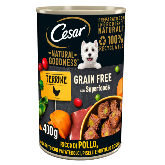 Cibo per Cani con Pollo Patate Piselli Mirtillo Cesar Natural Goodness