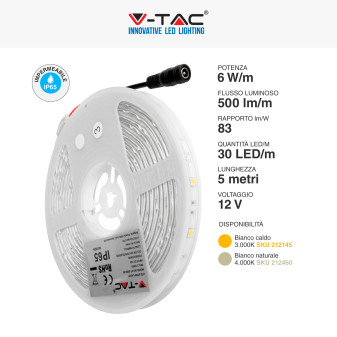 Striscia LED 30W Flessibile SMD Monocolore 12V 5m V-Tac