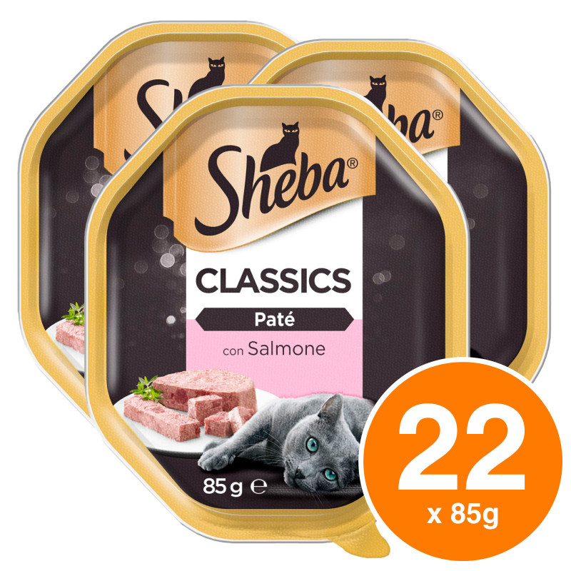 Cibo per Gatti Sheba Classics Paté Salmone - 22 Vaschette