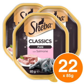 Cibo per Gatti Sheba Classics Paté Salmone - 22 Vaschette