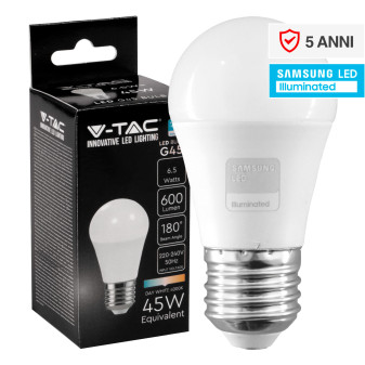 VT-290 Lampadina LED E27 6.5W G45 MiniGlobo SMD Chip Samsung V-Tac