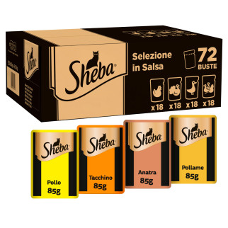 Cibo per gatti con Pollo Tacchino Pollame Anatra Sheba in Salsa