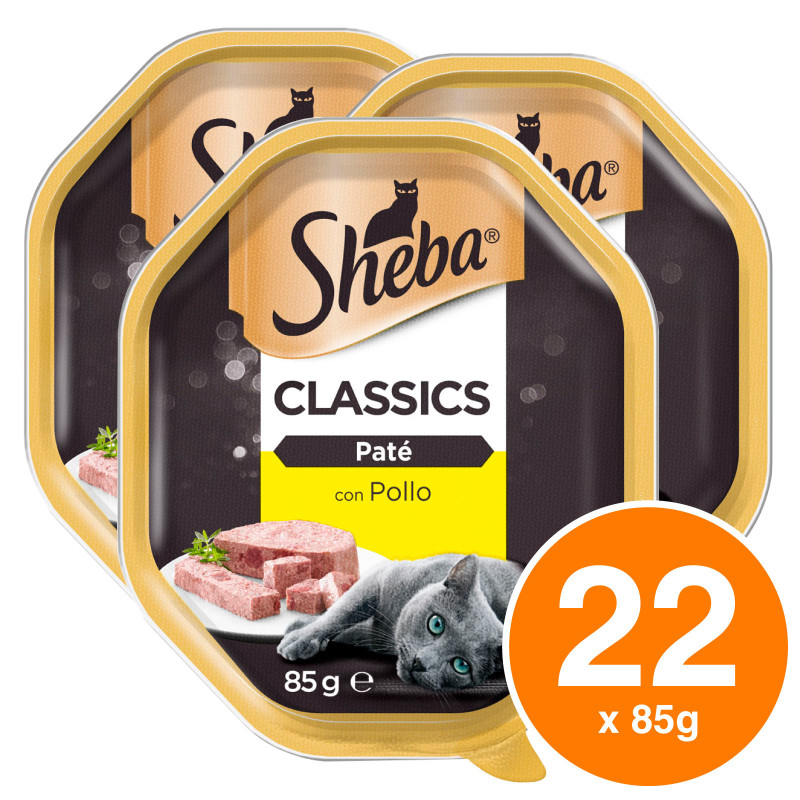 Cibo per Gatti al Pollo Sheba Paté Classic - 22 Vaschette
