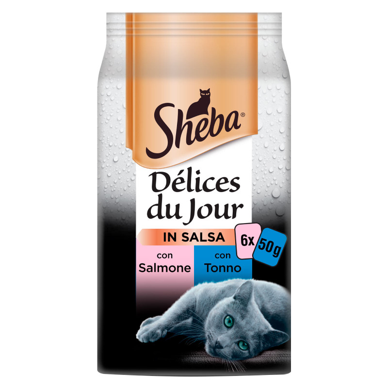 Sheba Délices Du Jour in Salsa Gatti Salmone e Tonno 6 Buste da 50g